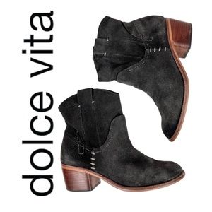 Dolce Vita Graham‎ Gray Suede Leather Ankle Pull On Boot Women Size 7.5